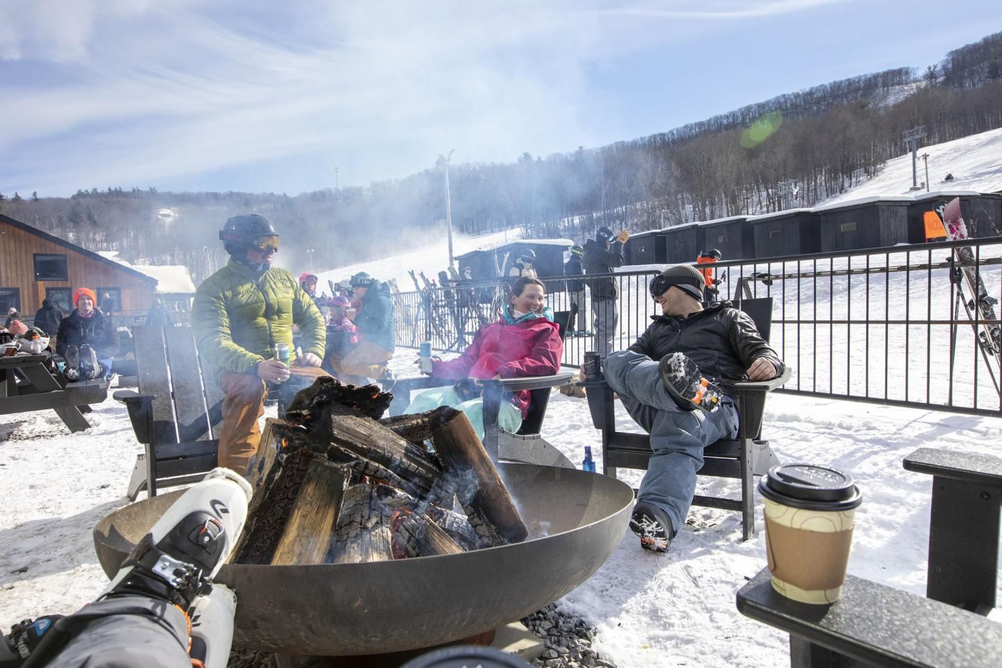Sitting around the Catamount Firepit with a  group of Friends