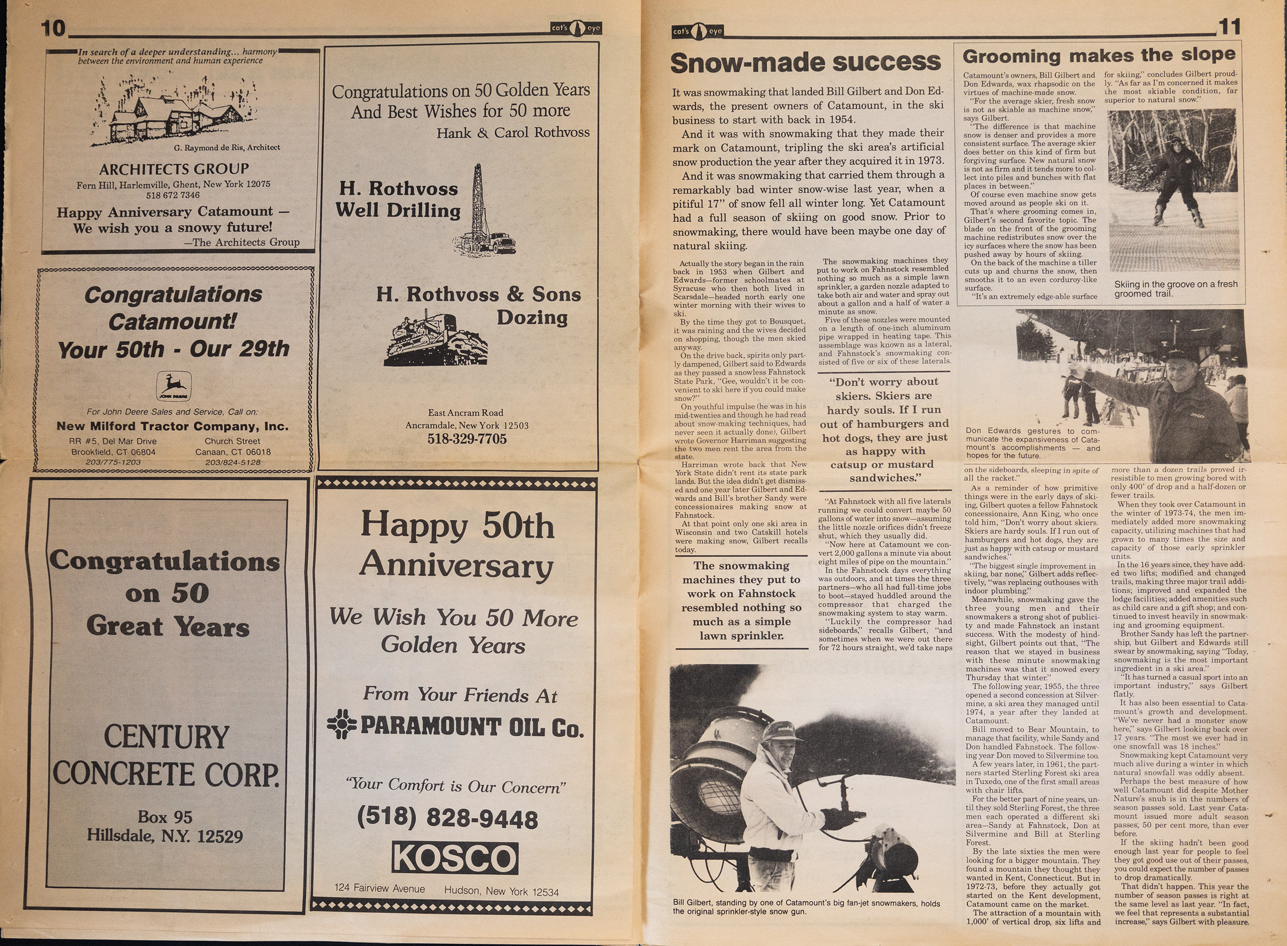 Pages 10 and 11 of the 1989 Cat's Eye newspaper insert.