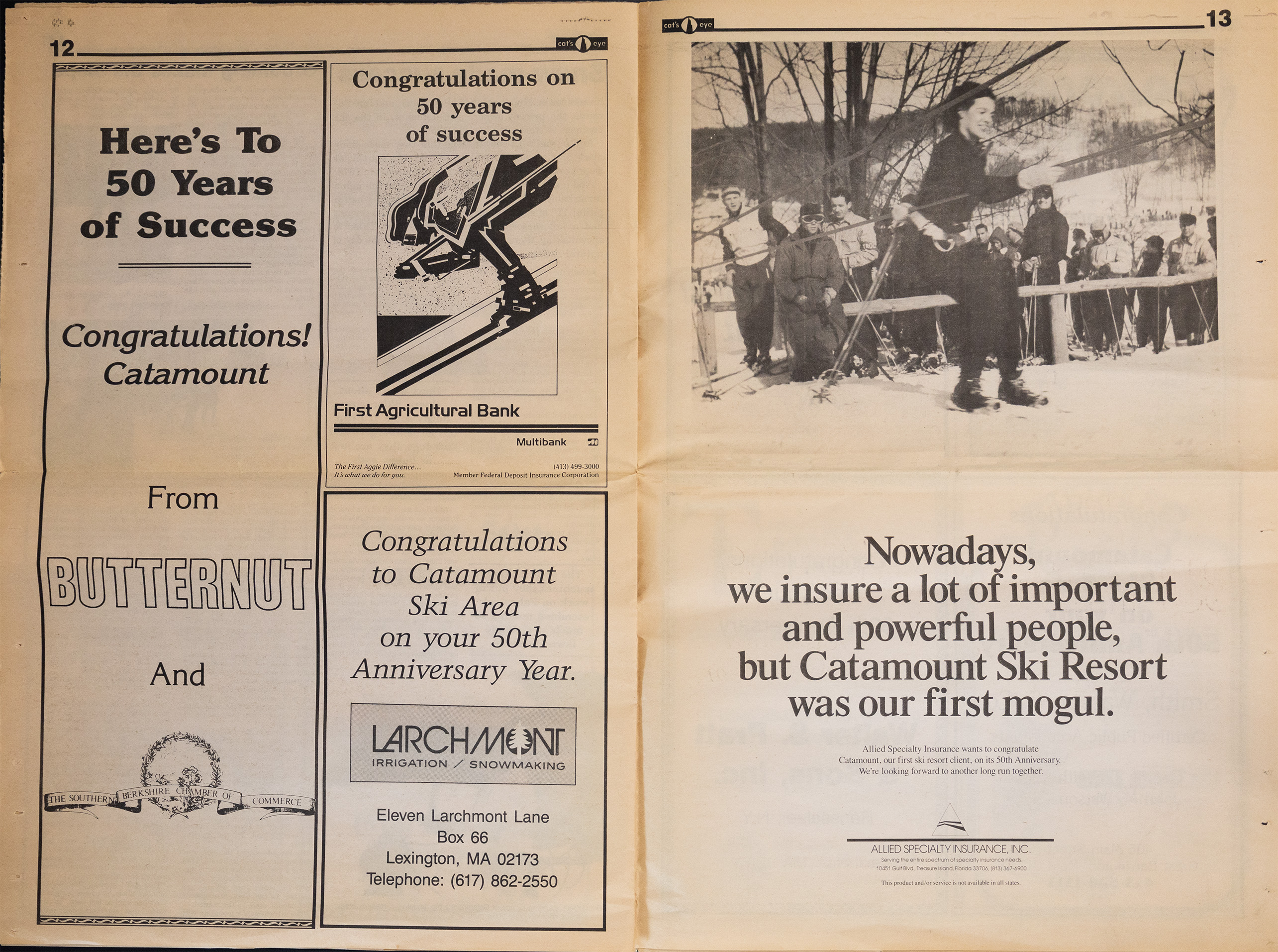 Pages 12 and 13 of the 1989 Cat's Eye newspaper insert.