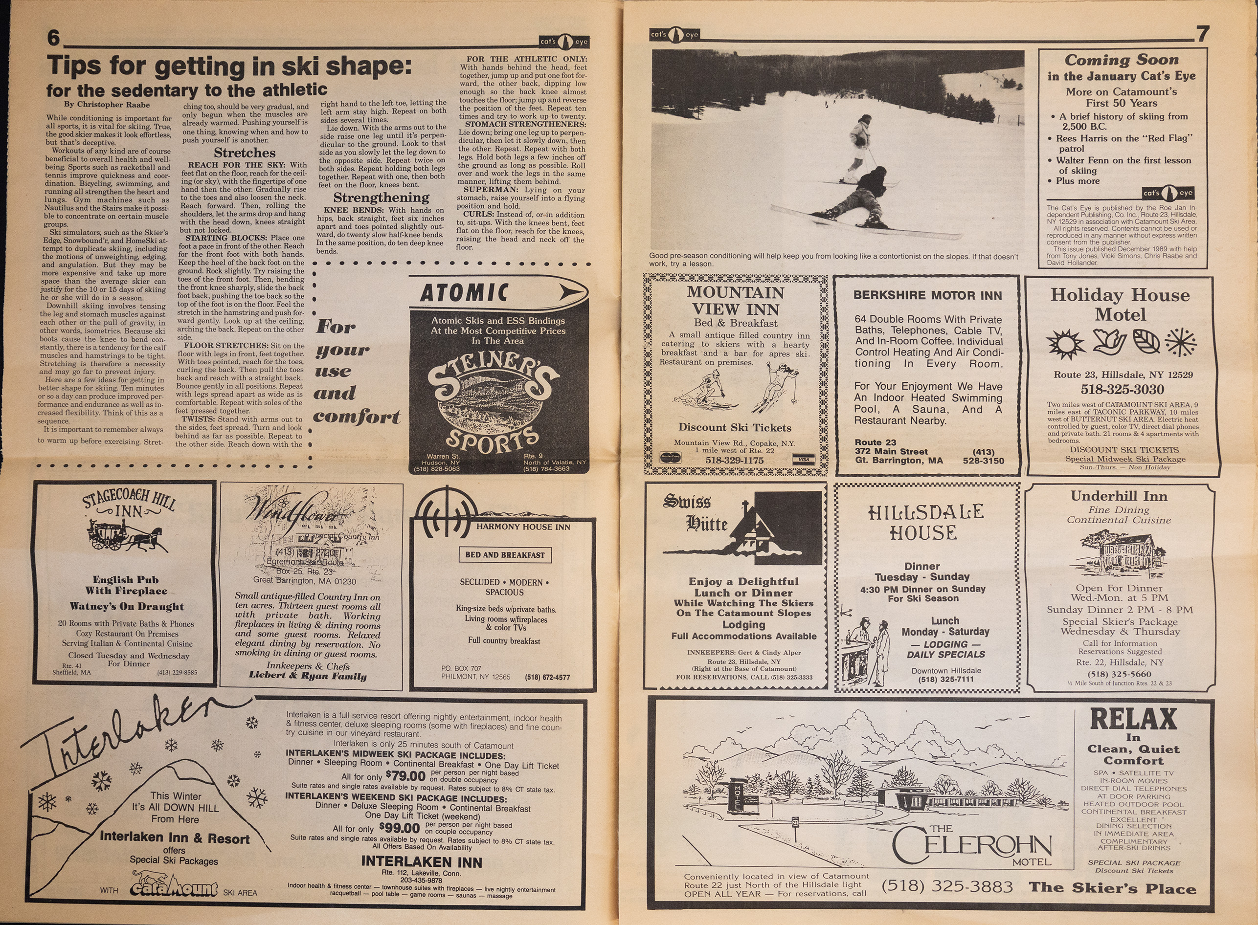 Pages 6 and 7 of the 1989 Cat's Eye newspaper insert.