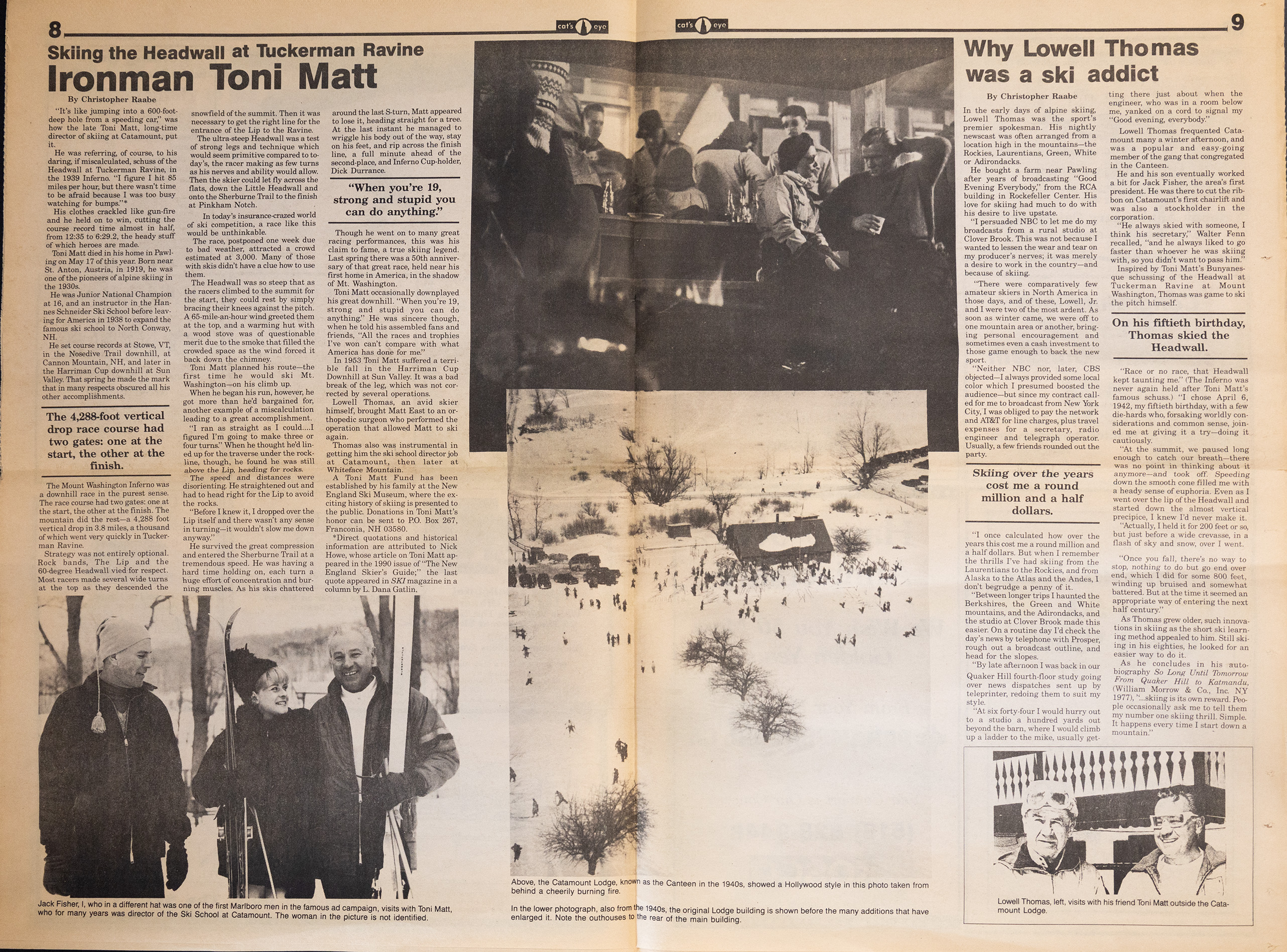 Pages 8 and 9 of the 1989 Cat's Eye newspaper insert.